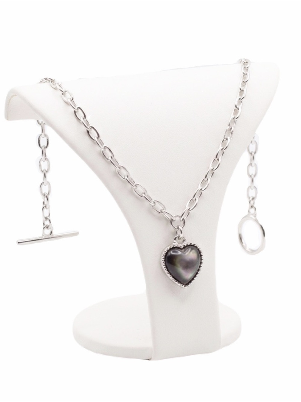 New Y2K Sterling Silver Temperature Heart Charm Mood OT Buckle Chain Bracelet